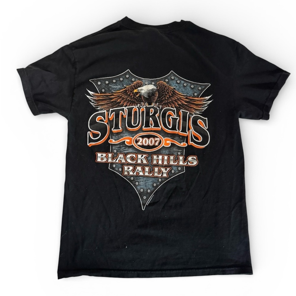 Harley Davidson Shirt Sz M Eagle 2007 Black Hills Rally Sturgis Mount Rushmore